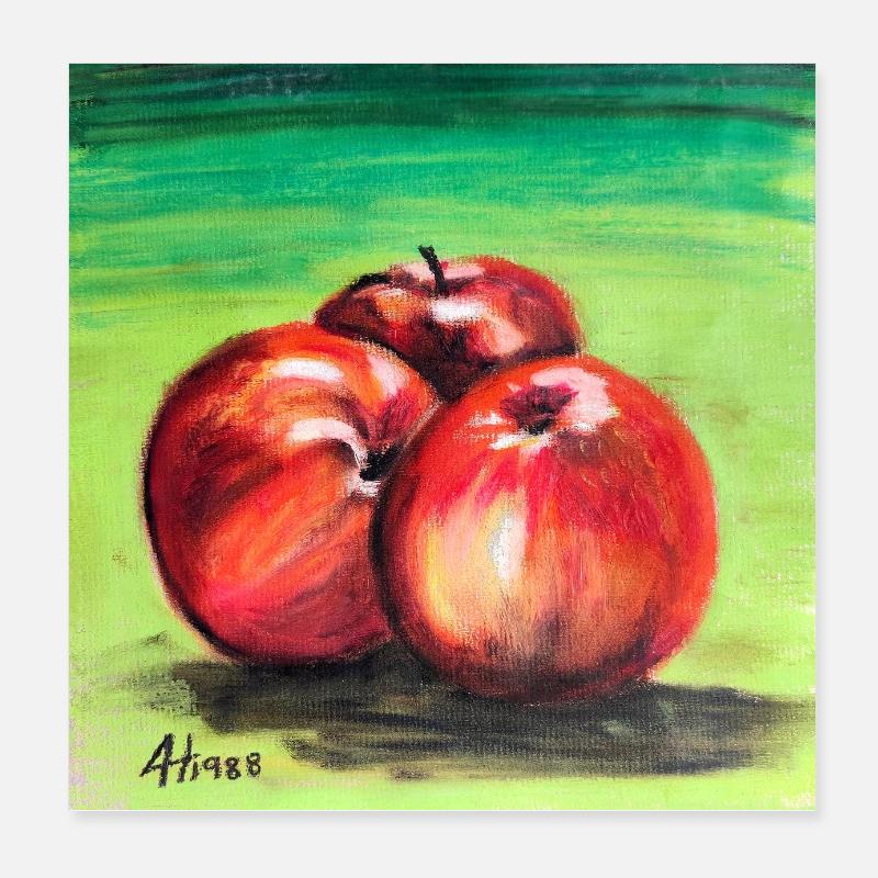 Drei rote Äpfel Poster 20x20 cm
