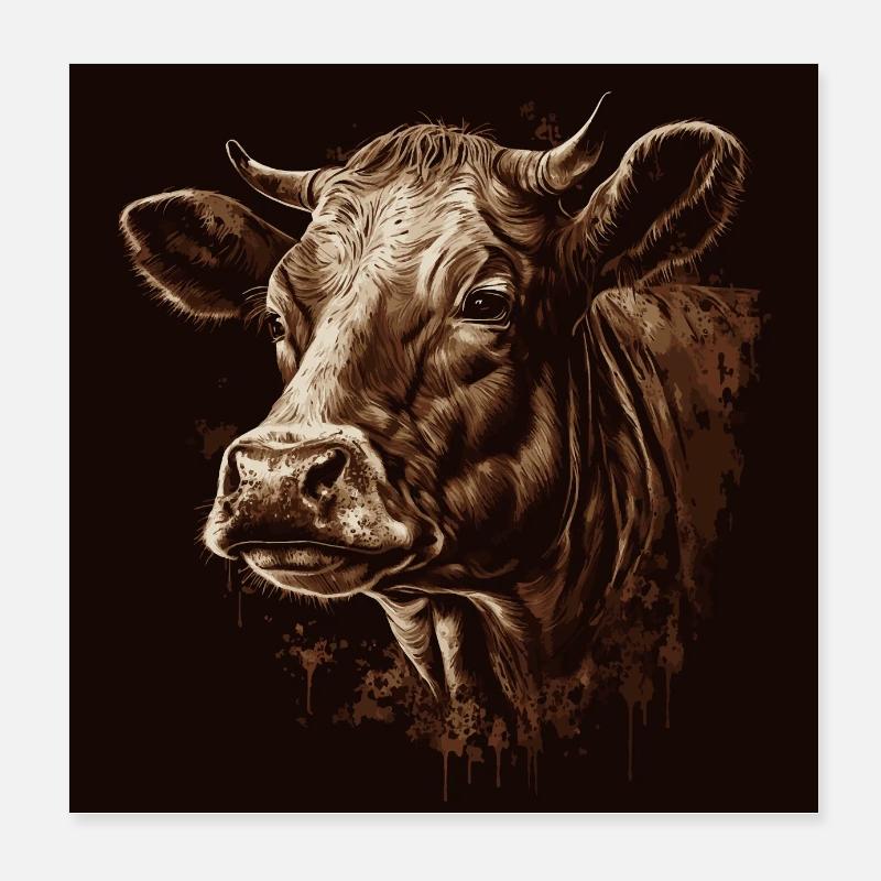 Une vache Poster 20 x 20 cm