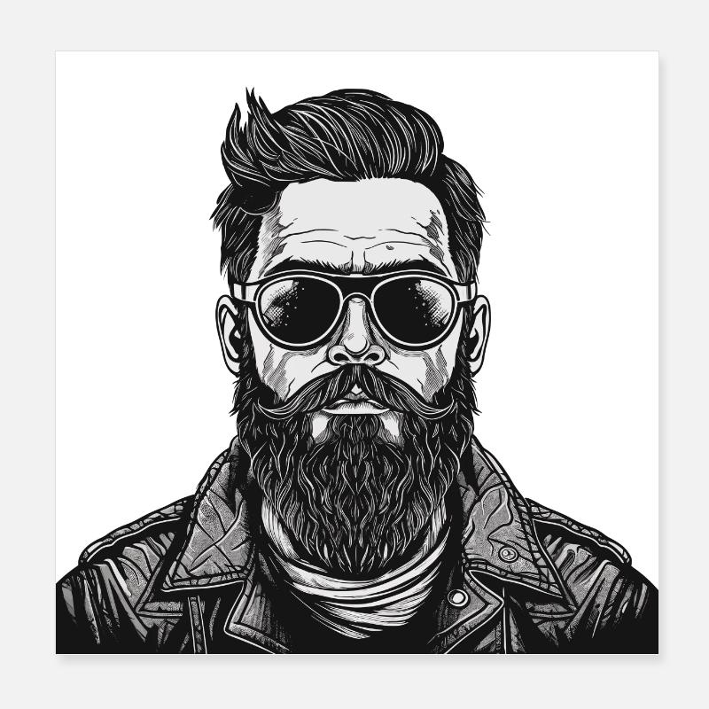 Vintage biker Poster 8" x 8" (20x20 cm)