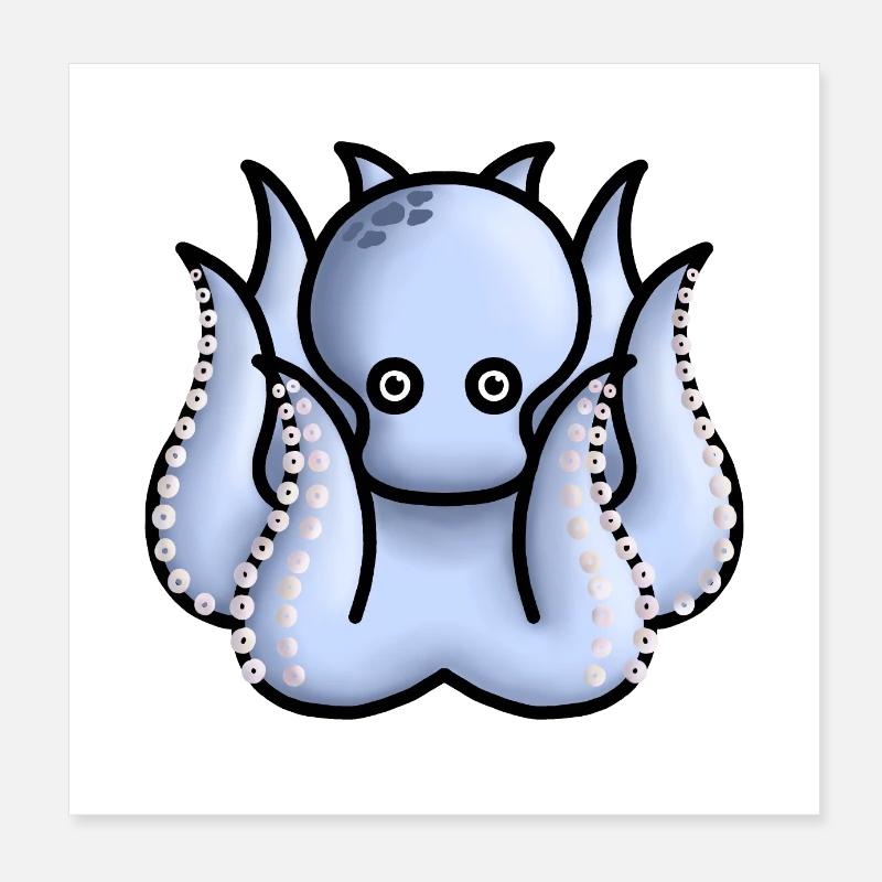 kleiner süßer hellblauer Oktopus Poster 20x20 cm