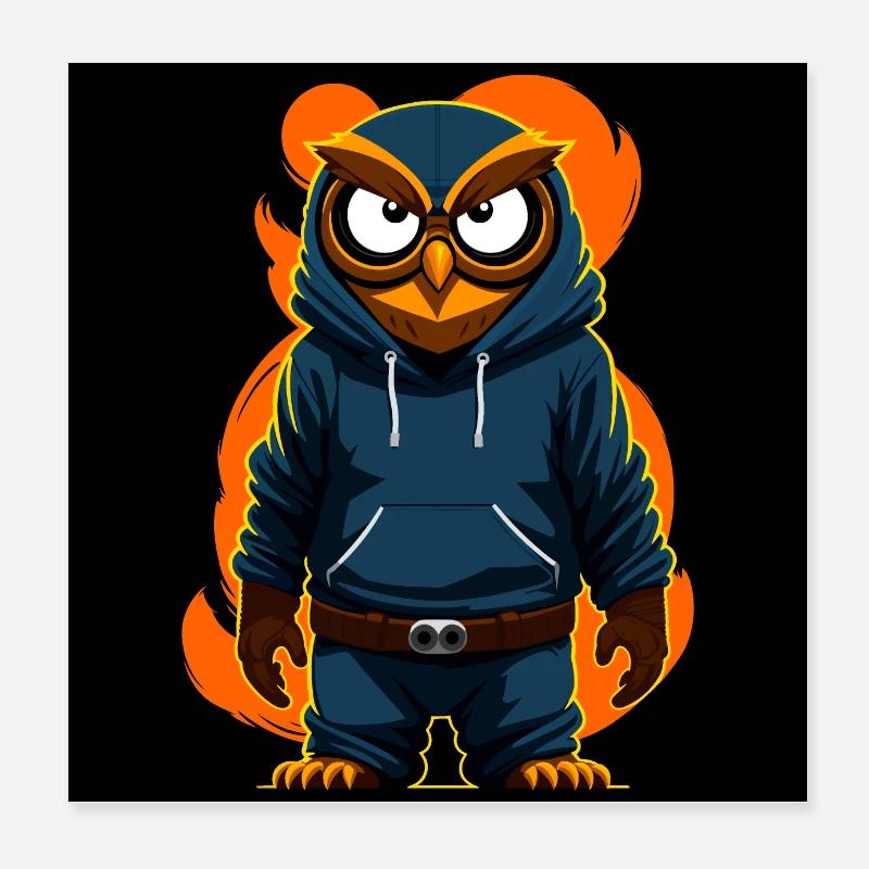 Eule Mit Hoodie Poster 20x20 cm