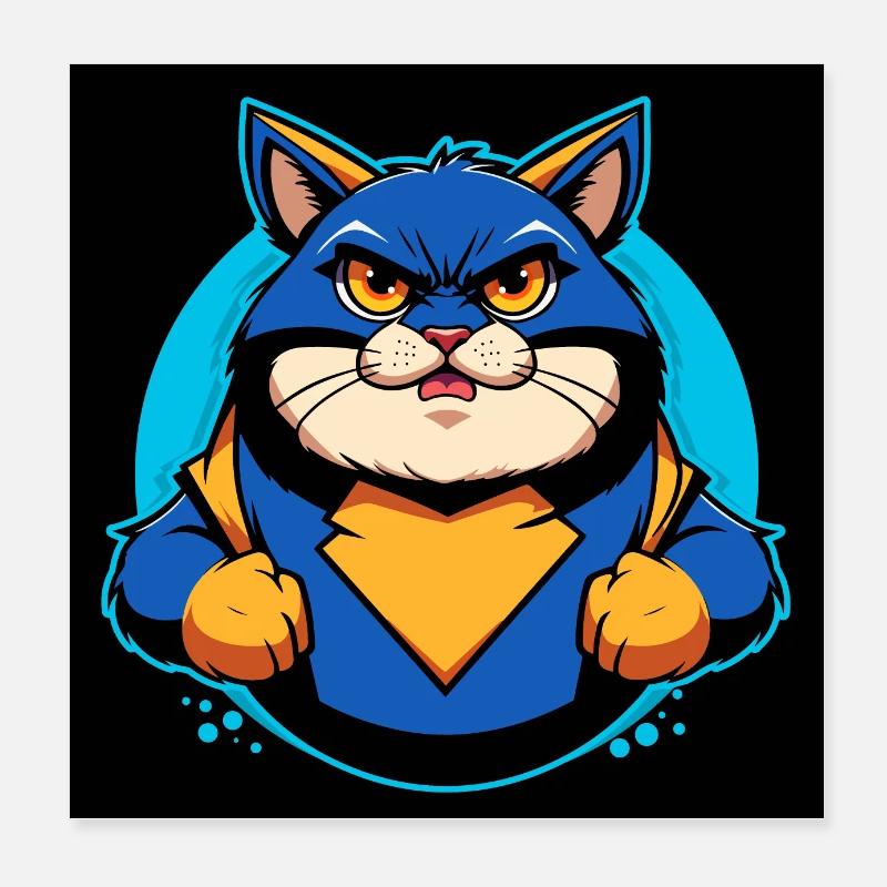 Chat super-héros - Poster 20 x 20 cm - blanc