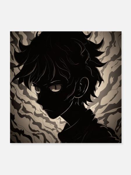 Shadow Anime - Poster 20x20 cm - Weiß