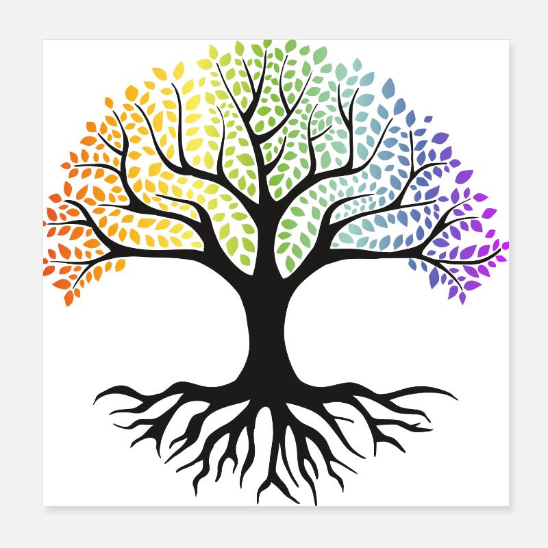 Arbre de vie arc-en-ciel Poster 20 x 20 cm