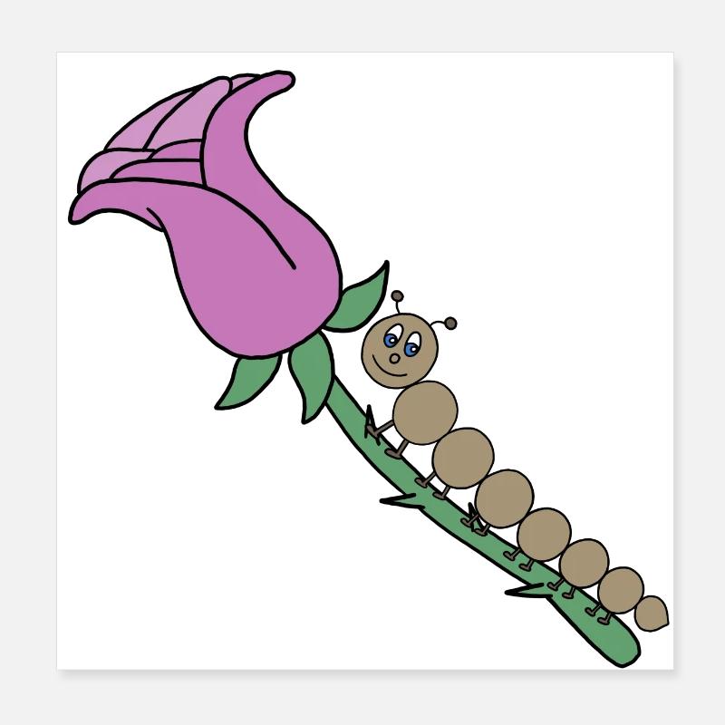 Rose avec chenille Poster 20 x 20 cm