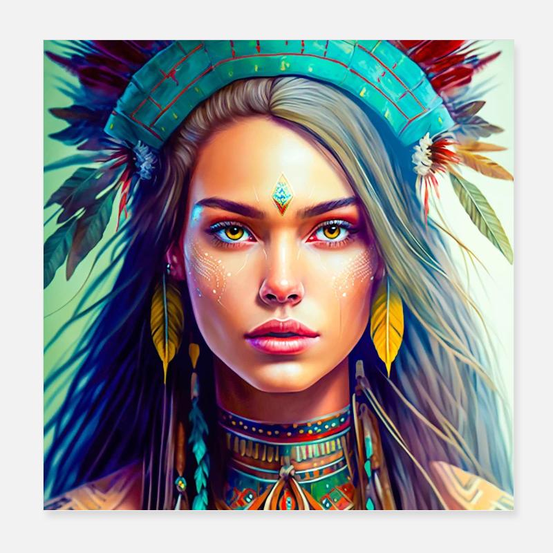 Femme amazone indienne Poster 20 x 20 cm