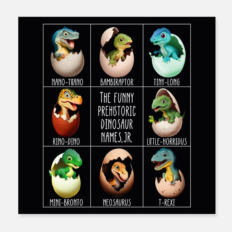 Affiche Bébé dinosaure dans un œuf - Poster 20 x 20 cm - blanc