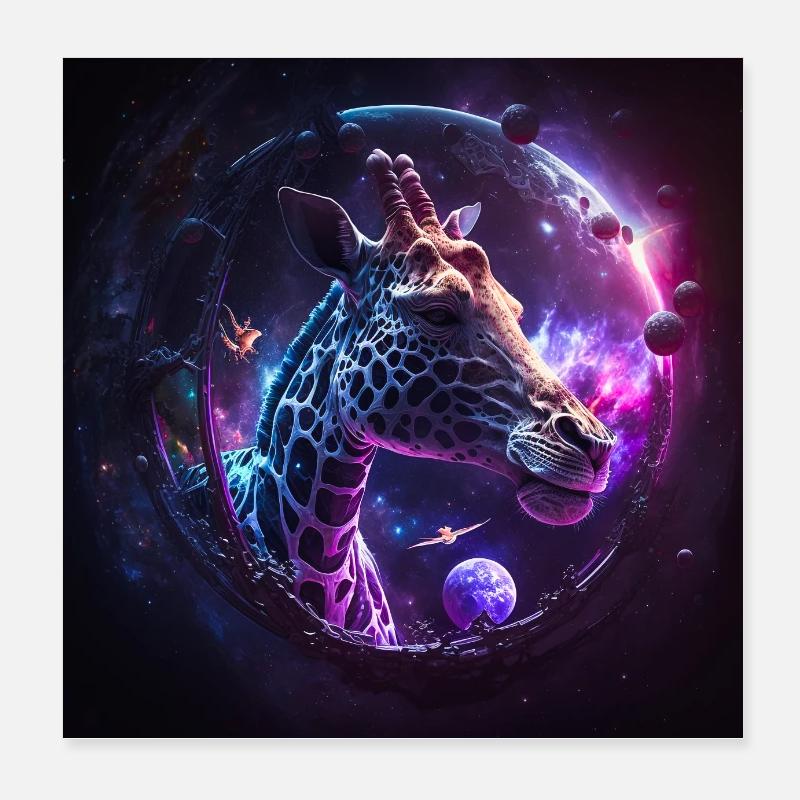 Girafe cosmique Poster 20 x 20 cm