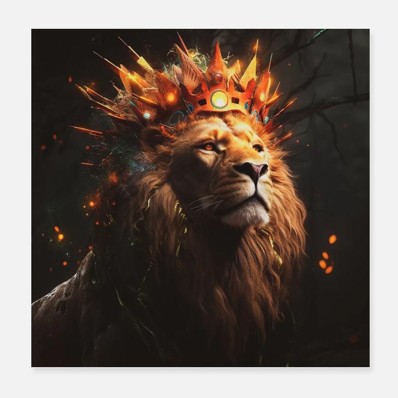 Lion King - Poster 20x20 cm - Weiß