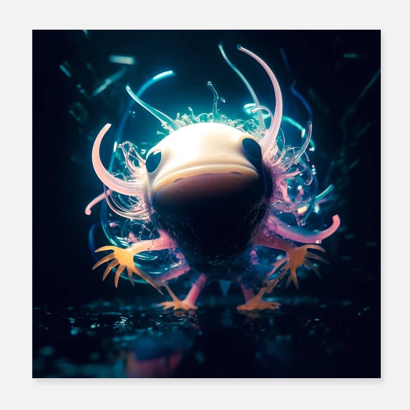 Tiny Axolotl Poster 20x20 cm