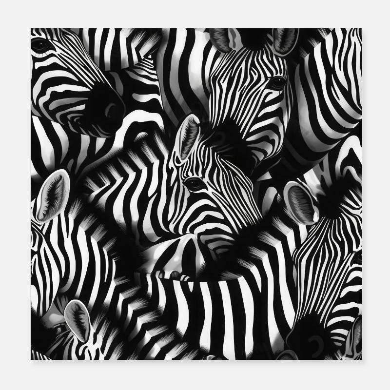 Zebra pattern pattern - Poster 8" x 8" (20x20 cm) - white