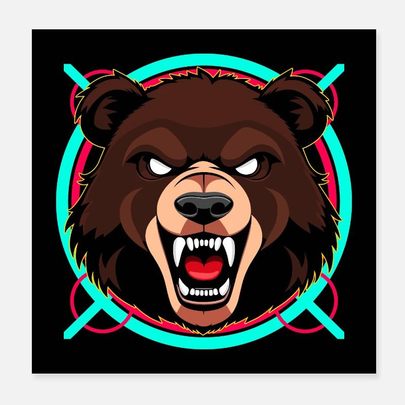 Angry Bear Poster 8" x 8" (20x20 cm)