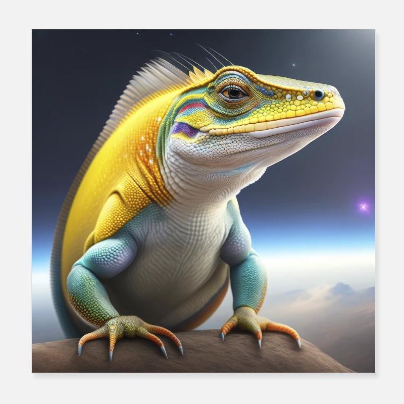Lézard dans les hautes sphères Poster 20 x 20 cm