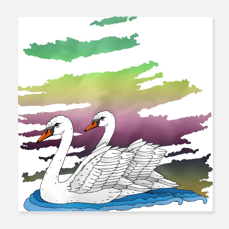 White birds Poster 8" x 8" (20x20 cm)