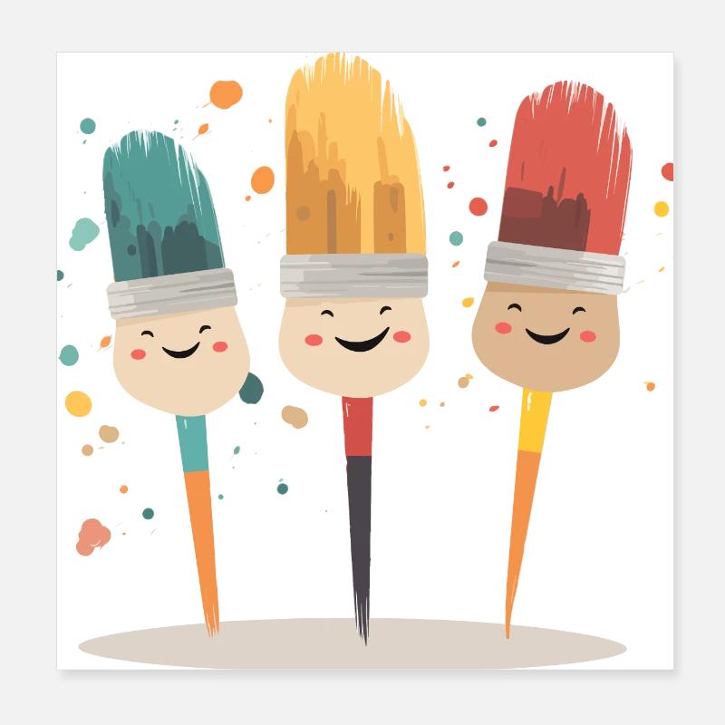 Funny brushes Poster 8" x 8" (20x20 cm)