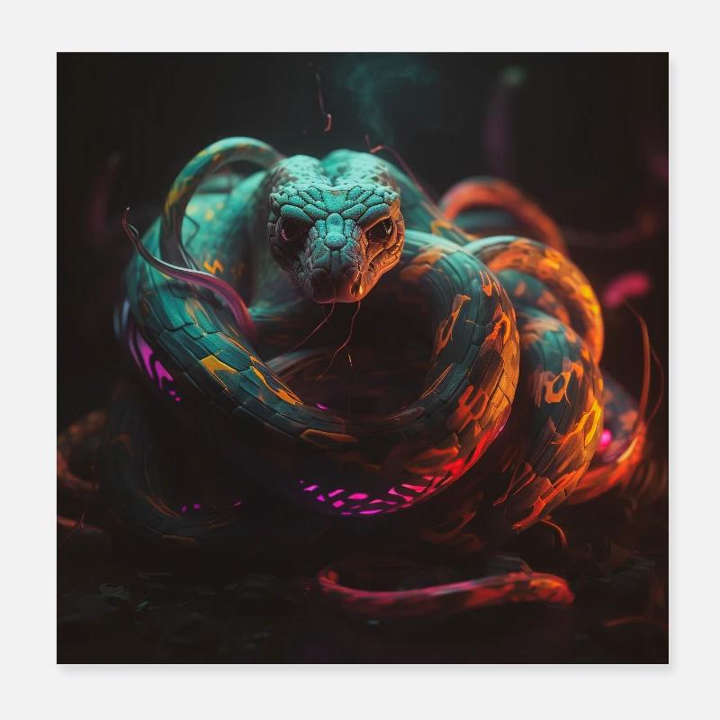 Snake's Awakening - Poster 20x20 cm - Weiß