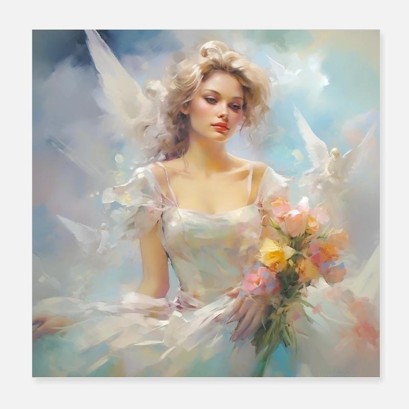 Lieblicher Schutzengel Poster 20x20 cm