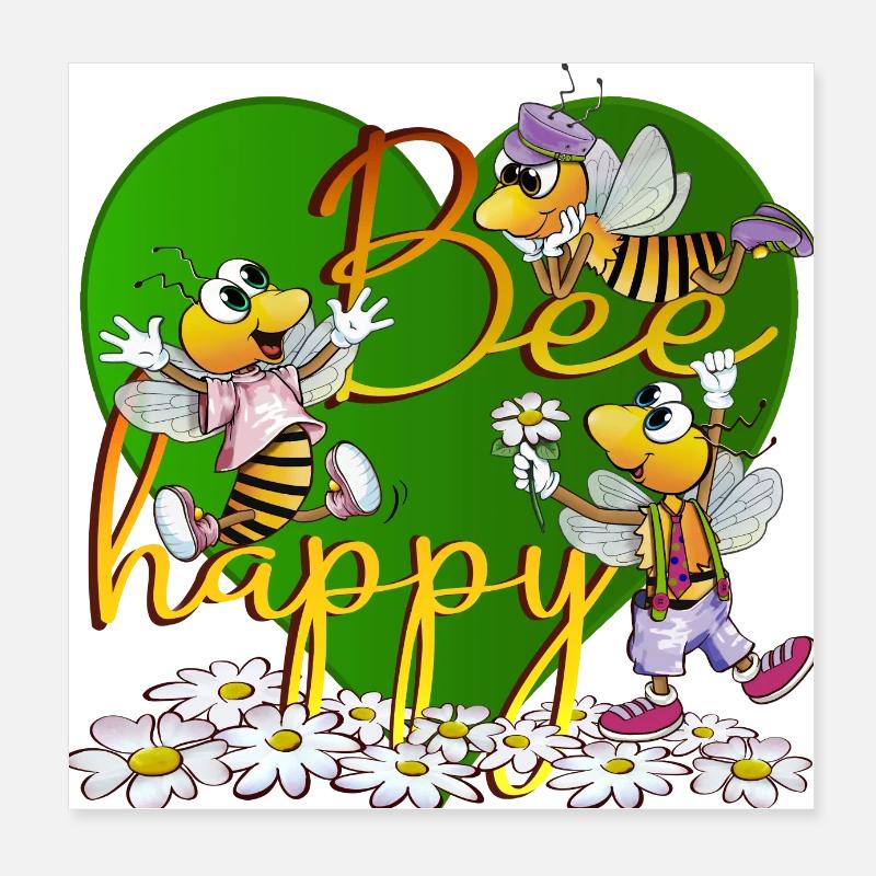 bee happy Poster 8" x 8" (20x20 cm)