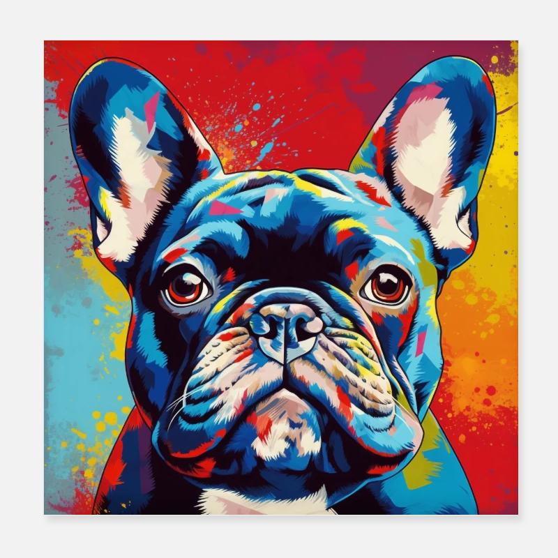 Bouledogue français Pop Art Poster 20 x 20 cm