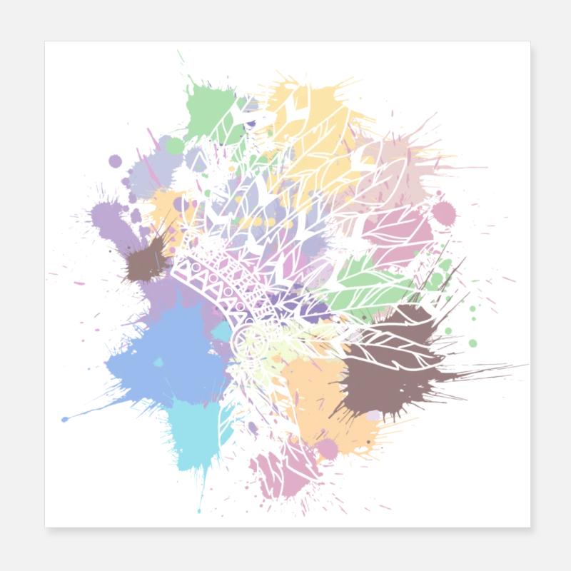 coiffe indienne blanc taches de couleurs pastel Poster 20 x 20 cm