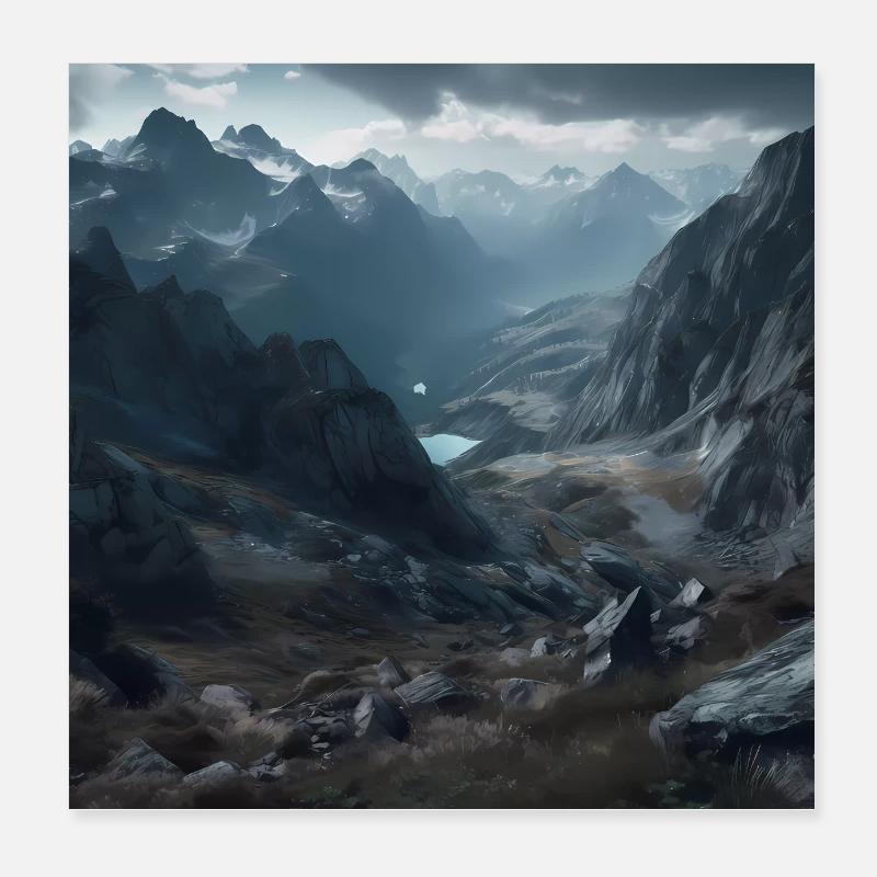 Austrian mountain landscape - Poster 8" x 8" (20x20 cm) - white