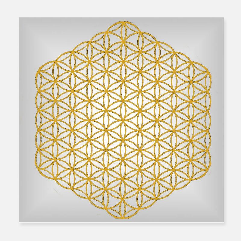 Blume des Lebens gold - 5. Dimension Poster 20x20 cm