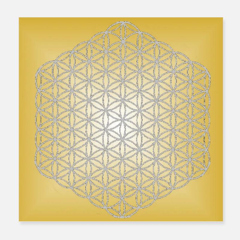 Blume des Lebens silber - 5. Dimension Poster 20x20 cm