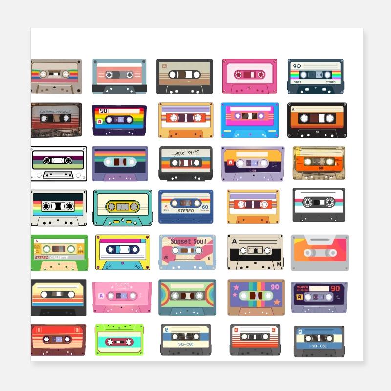 Retro cassettes Poster 8" x 8" (20x20 cm)