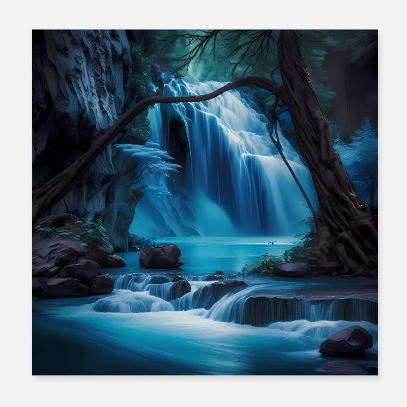 Waterfall Poster 8" x 8" (20x20 cm)