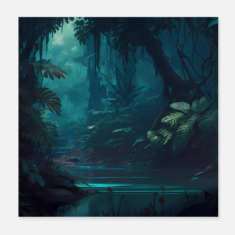 Dschungel Landschaft Poster 20x20 cm