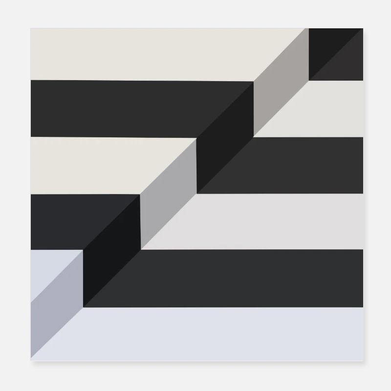 Stufe Minimalismus Schwarz Weiß Poster 20x20 cm