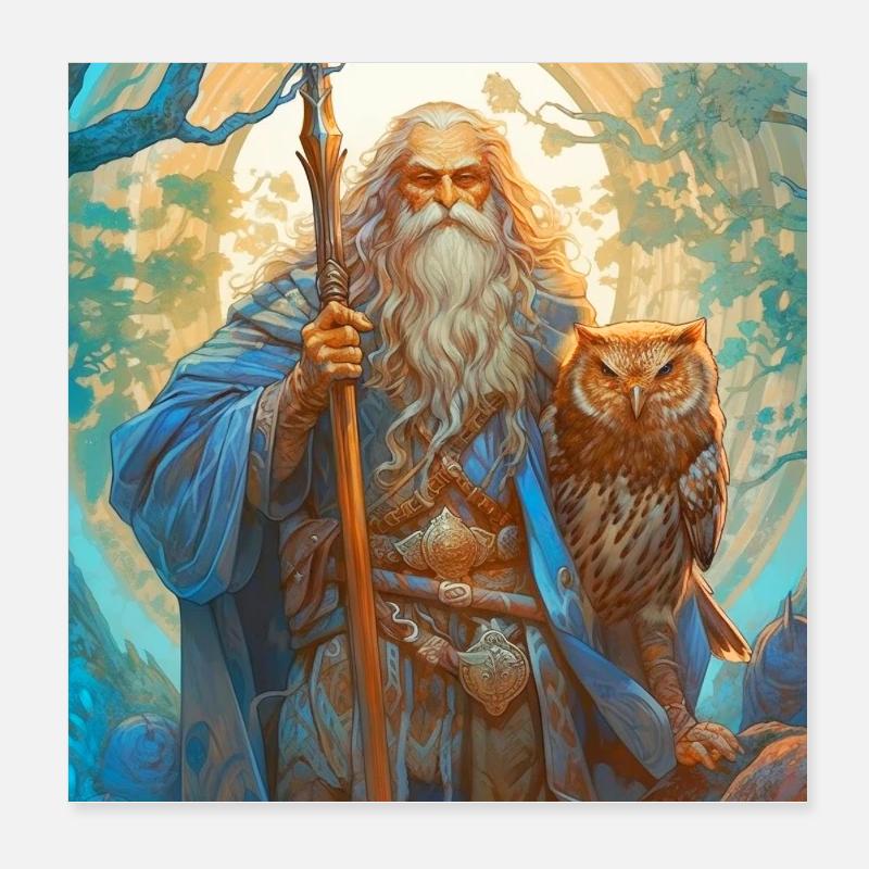 Keltischer Magier - Poster 20x20 cm - Weiß