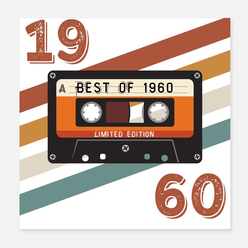 1960 retro vintage anniversary Poster 8" x 8" (20x20 cm)