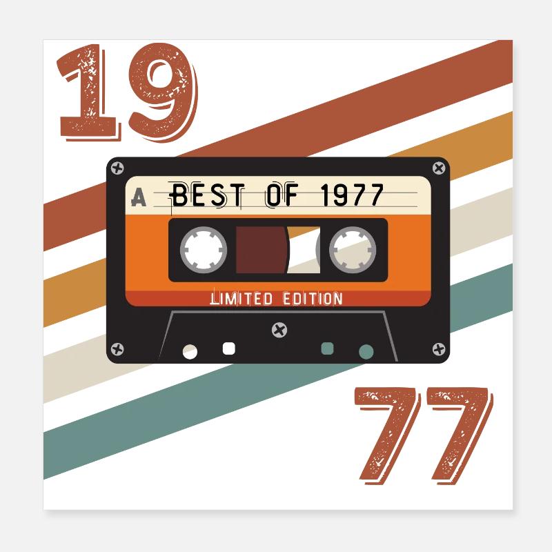 1977 retro vintage anniversary Poster 8" x 8" (20x20 cm)