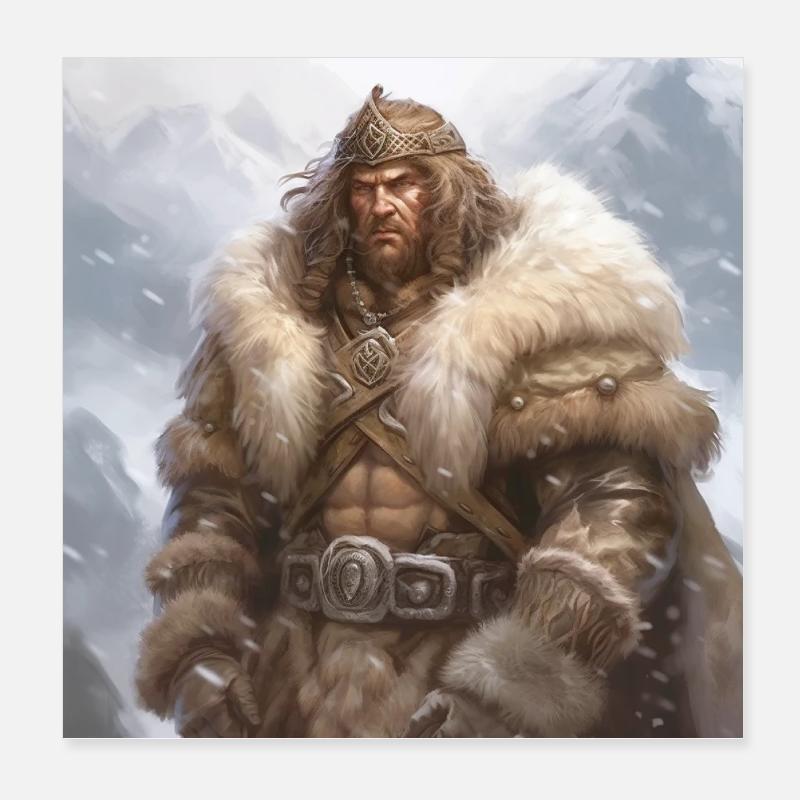 Wikinger-König - Poster 20x20 cm - Weiß