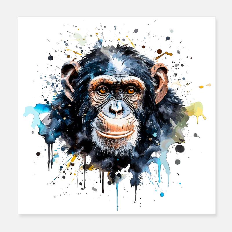 Schimpansen-Aquarell Poster 20x20 cm