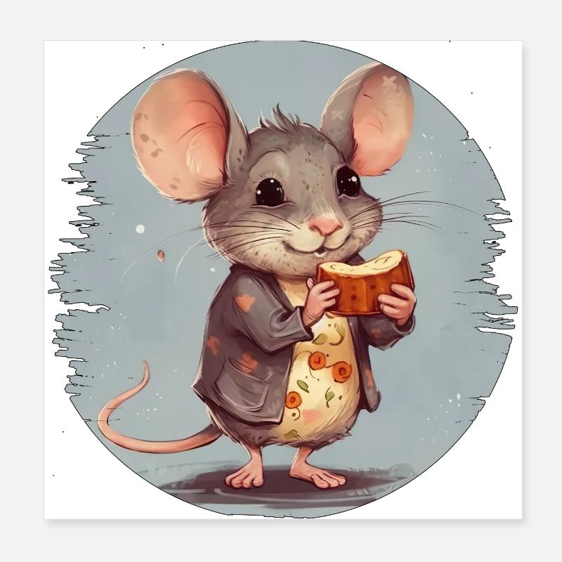 Maus mit Schokoriegel Poster 20x20 cm