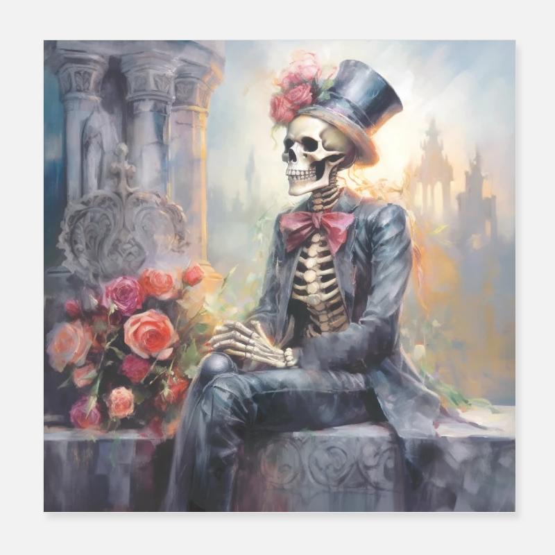 Aquarelle Affiche gothique Poster 20 x 20 cm