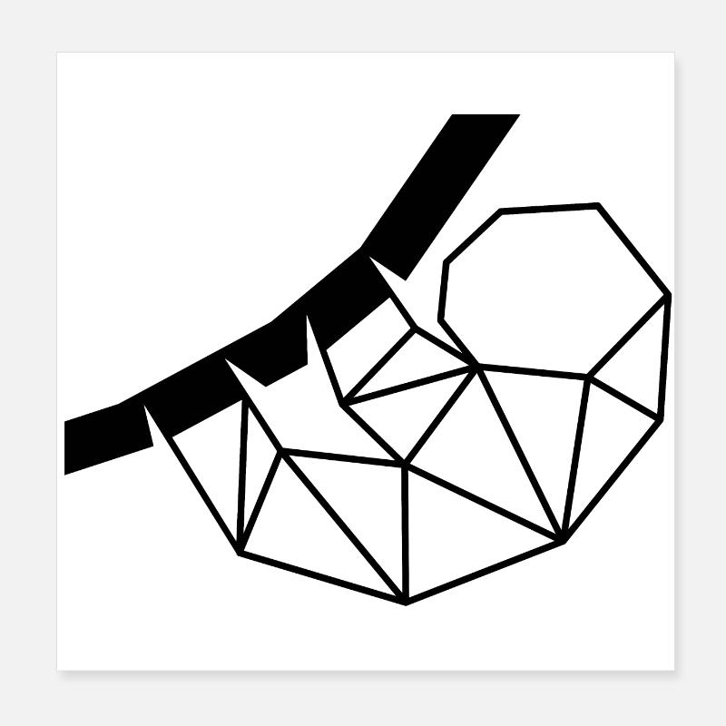 Faultierlogo schwarz Poster 20x20 cm