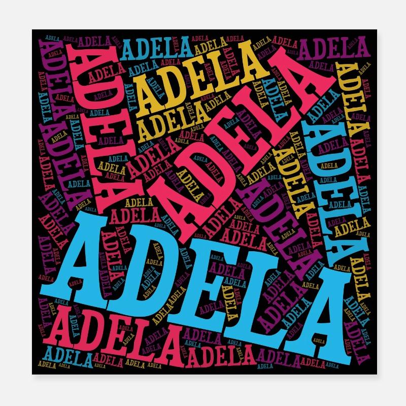 Wortwolke Poster Name Adela Geschenkidee - Poster 20x20 cm - Weiß
