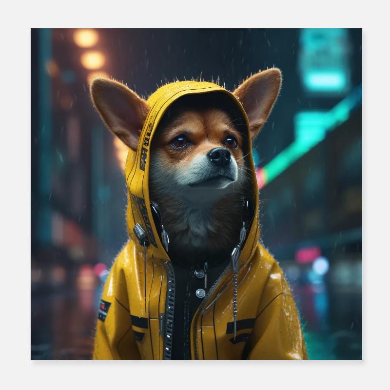 Chien humain - Poster 20 x 20 cm - blanc