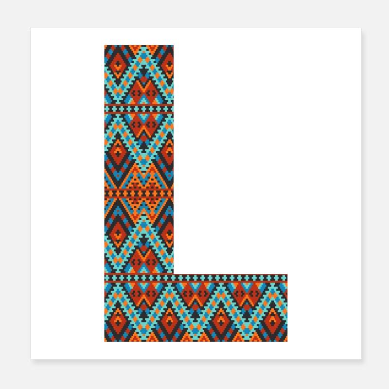 Lettre L- design boho, monogramme coloré Poster 20 x 20 cm