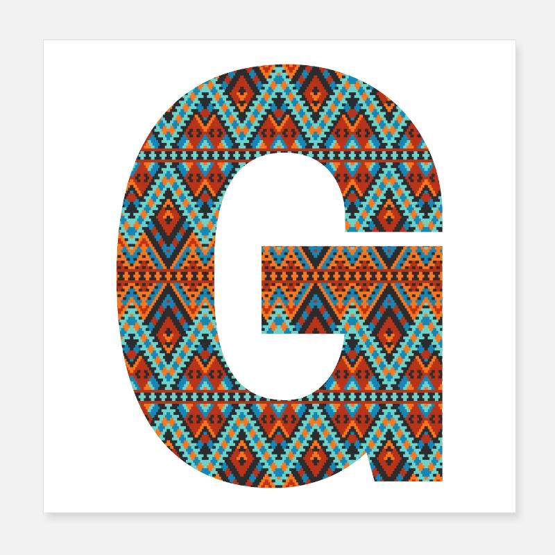 Buchstabe G- Boho-Design, Buntes Monogramm Poster 20x20 cm