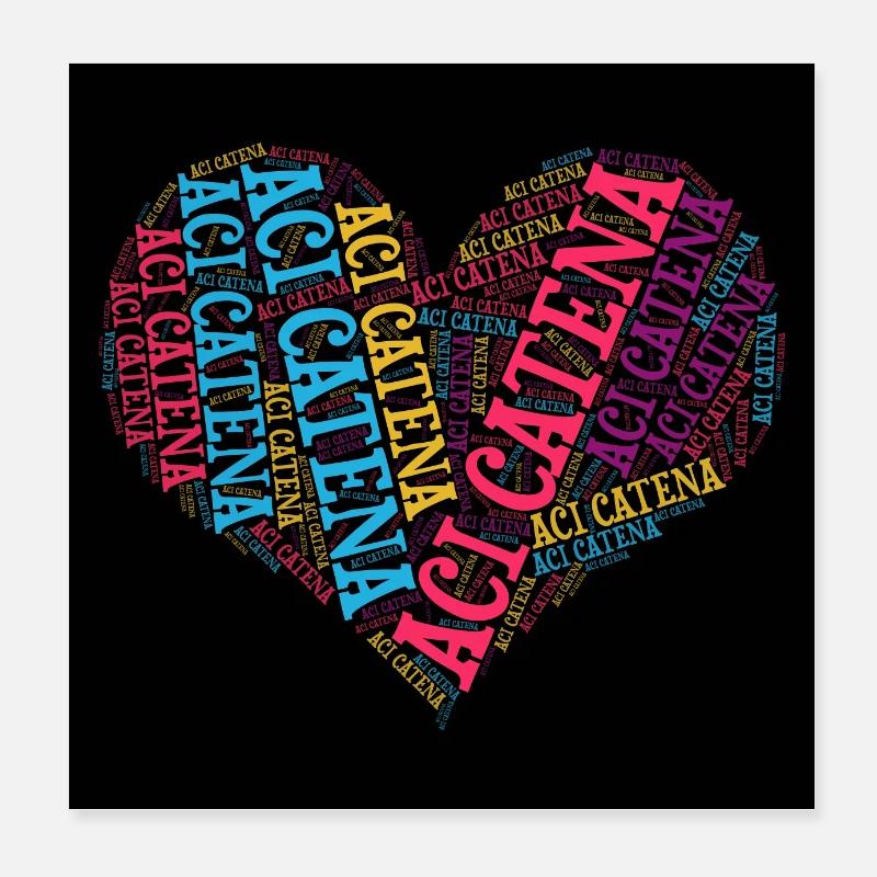 affiche Sicile Aci chaîne nuage de mots nuage de mots collage Poster 20 x 20 cm