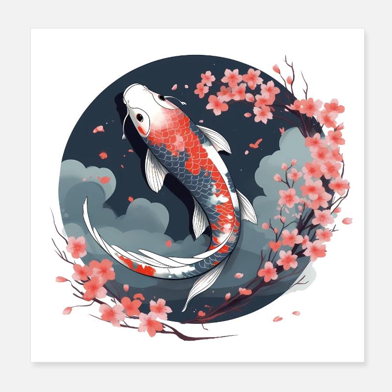 Cherry Koi Poster 20x20 cm