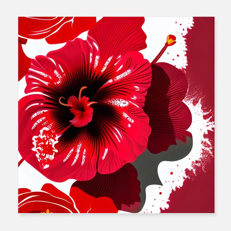 A red hibiscus flower elegant abstract design Poster 8" x 8" (20x20 cm)