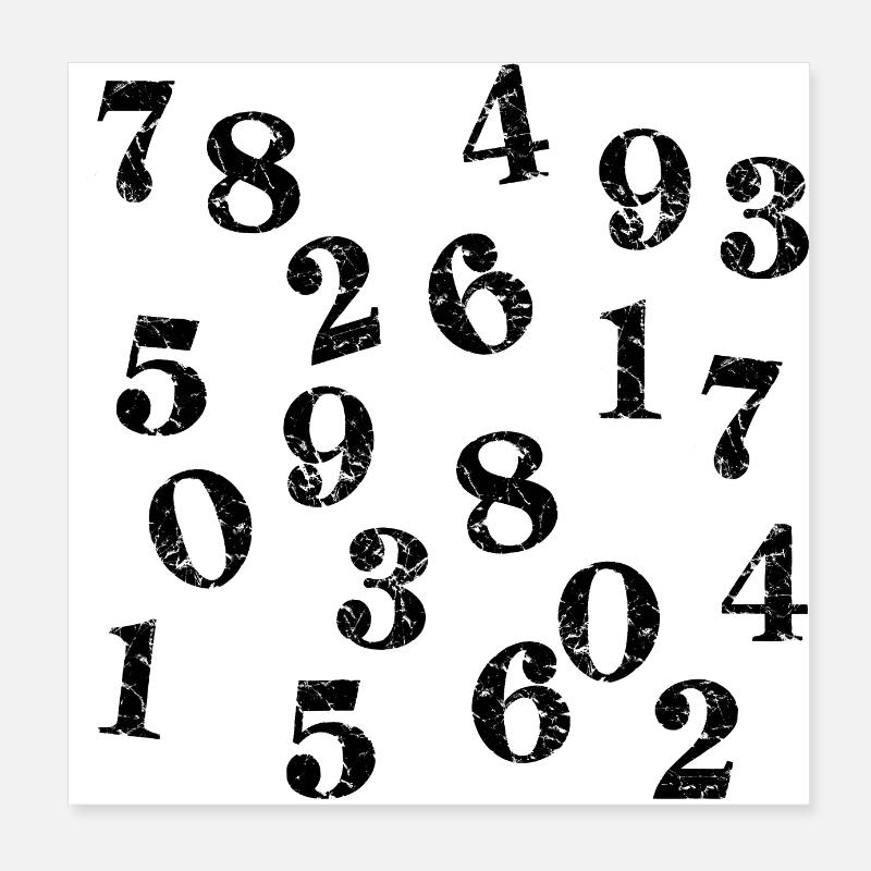 Cool Number Salad Numbers Mathématiques - look utilisé Poster 20 x 20 cm