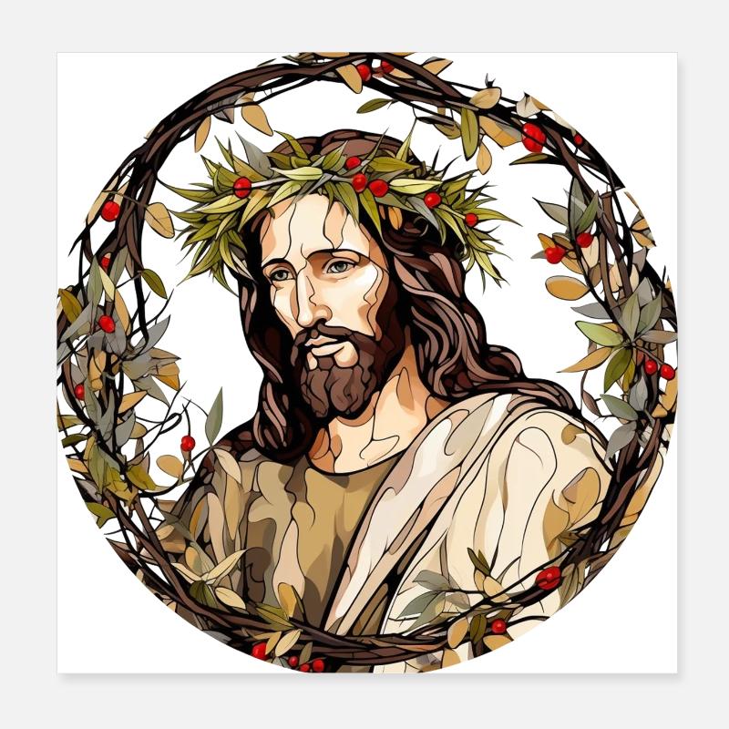 Jesus Christ Drawing Poster 8" x 8" (20x20 cm)