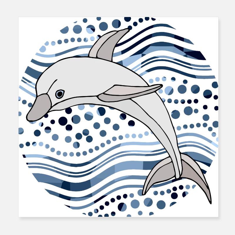 Dolphin Poster 8" x 8" (20x20 cm)