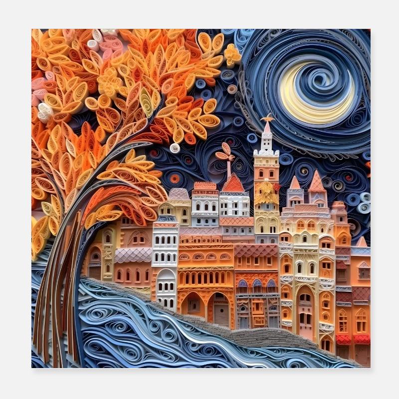 Papier Stadt Poster 20x20 cm